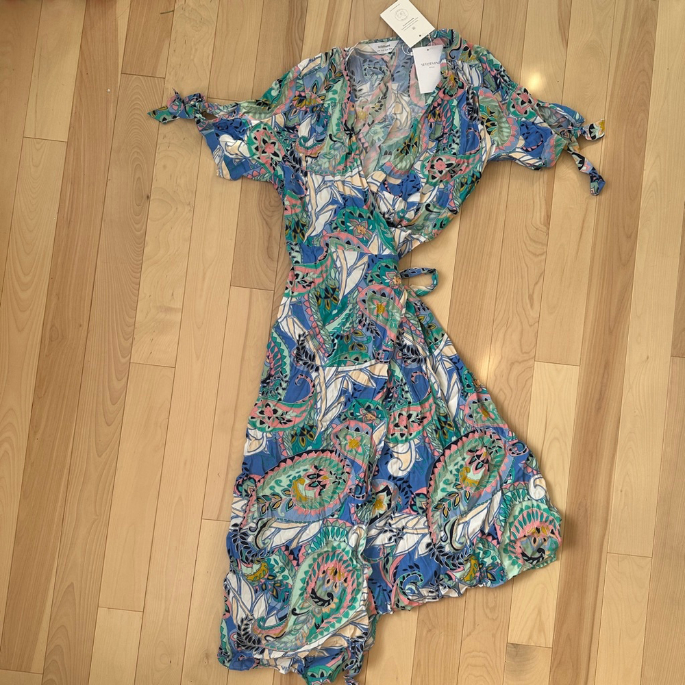 Seraphine Blue and Green Midi Dress - Picture 6 of 10